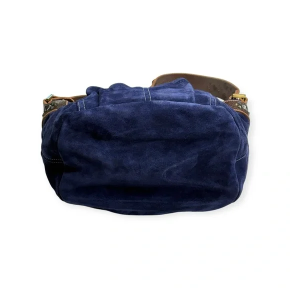 Limited Edition: Tylie ᪣ Y2K Utility Suede Hobo Bag ᪣ Pyramid Stud Strap ᪣ Blue